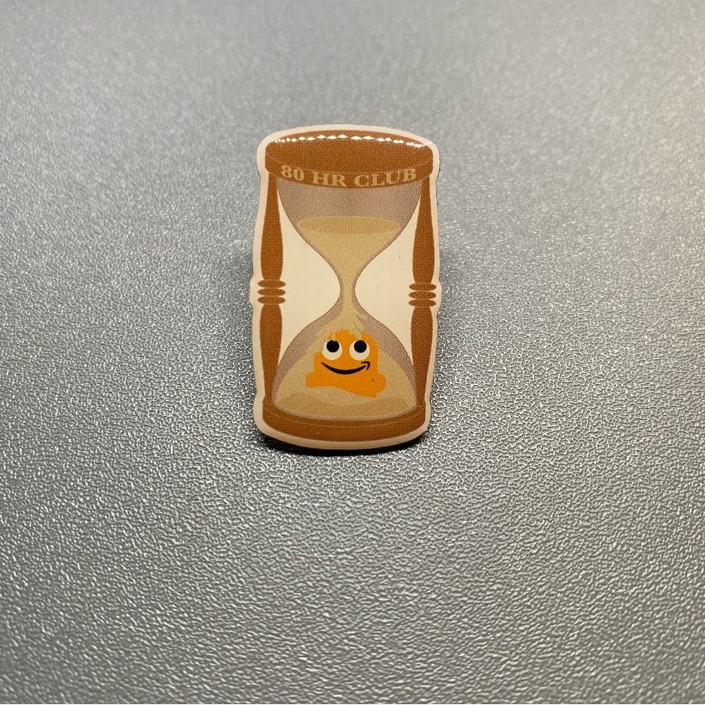 Amazon Employee Peccy Pin 80 Hour Club Collectible Hour Glass Sand HARD WORKER